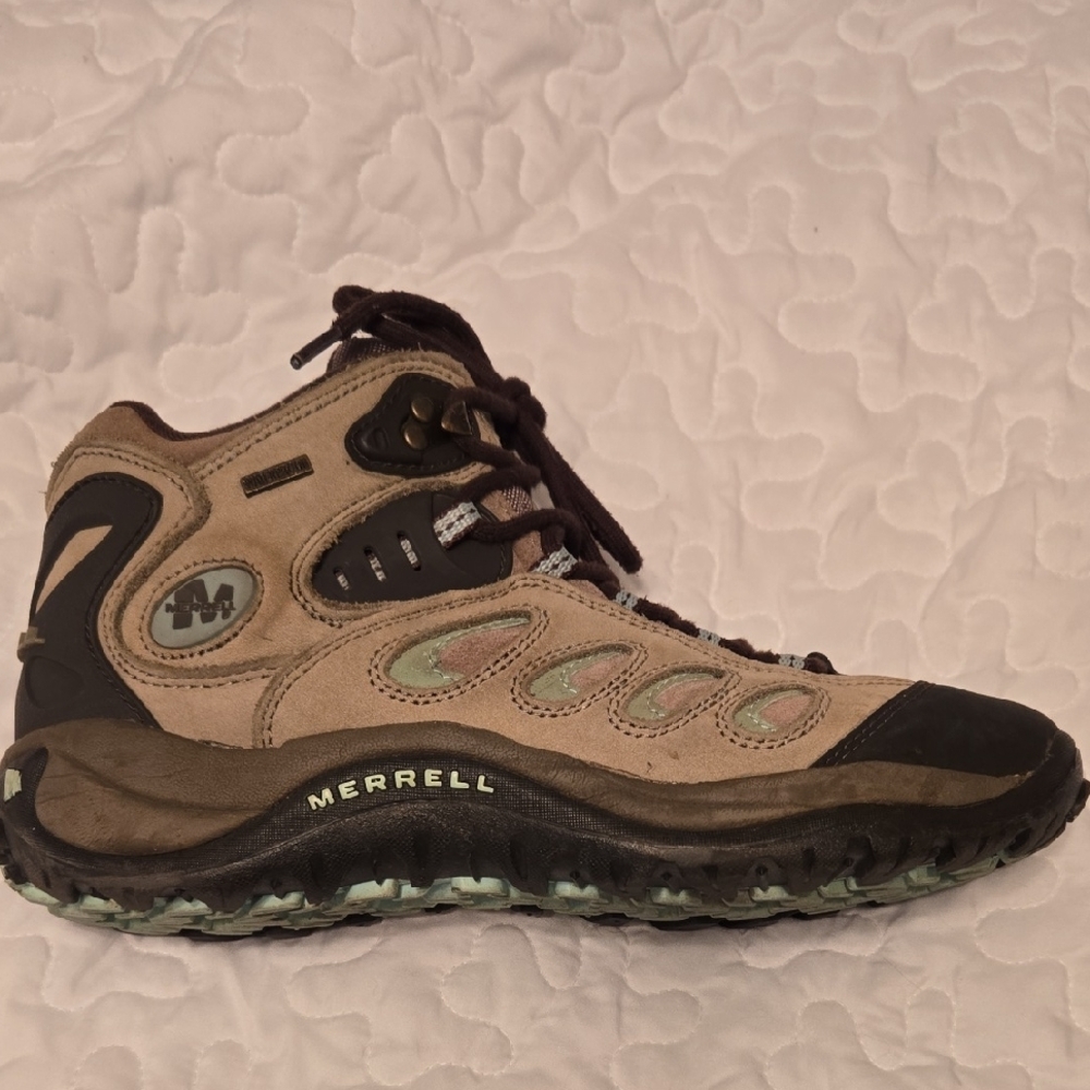 Merrell Brown and Tan Lace-Up Hiking Boots - Picture 2 of 8